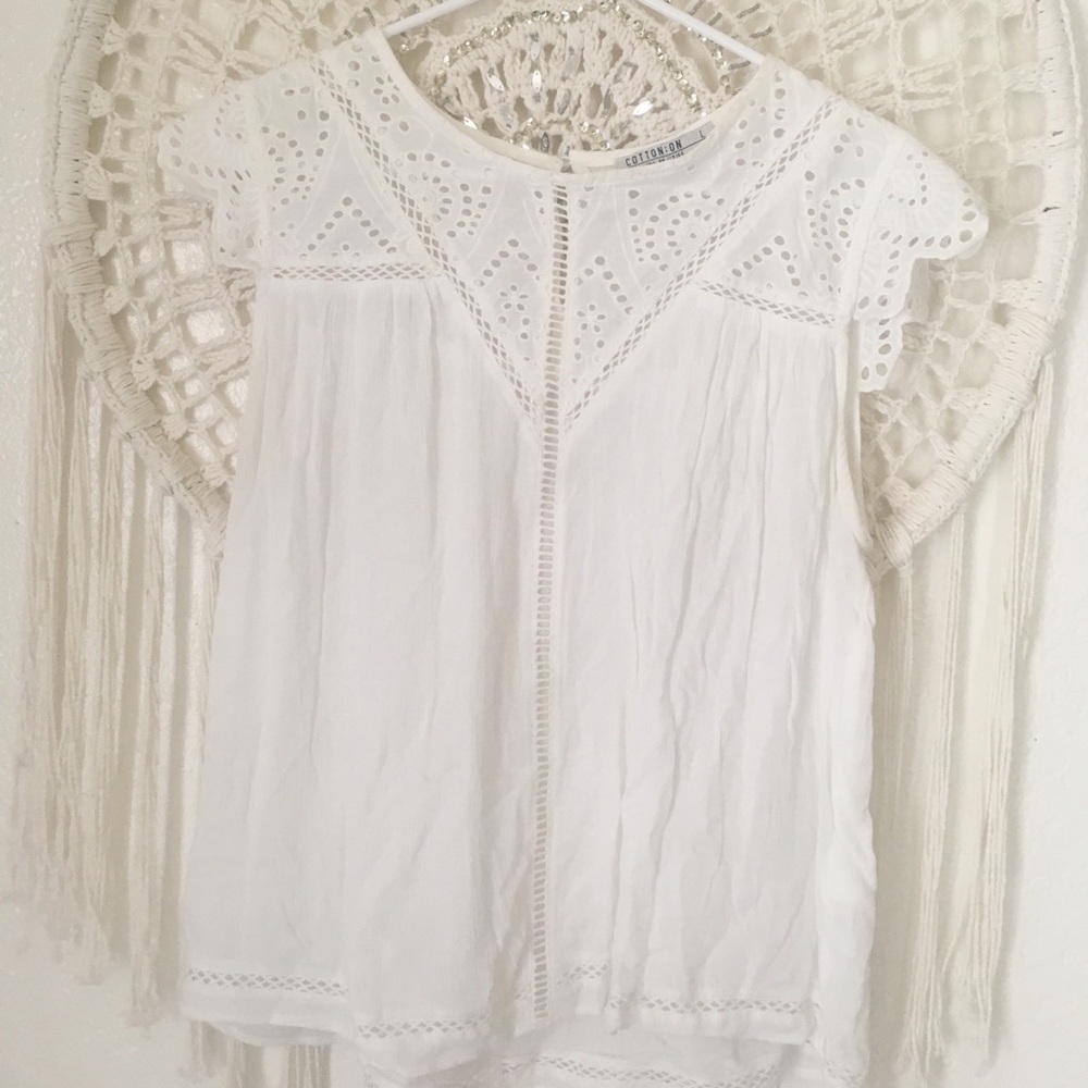 cotton on embroidered white lace top